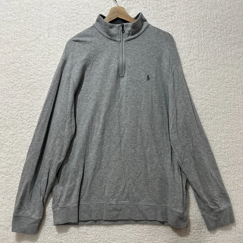 Ralph Lauren‎ Polo Men's XL Quarter Zip Pullover Gray Long Sleeve